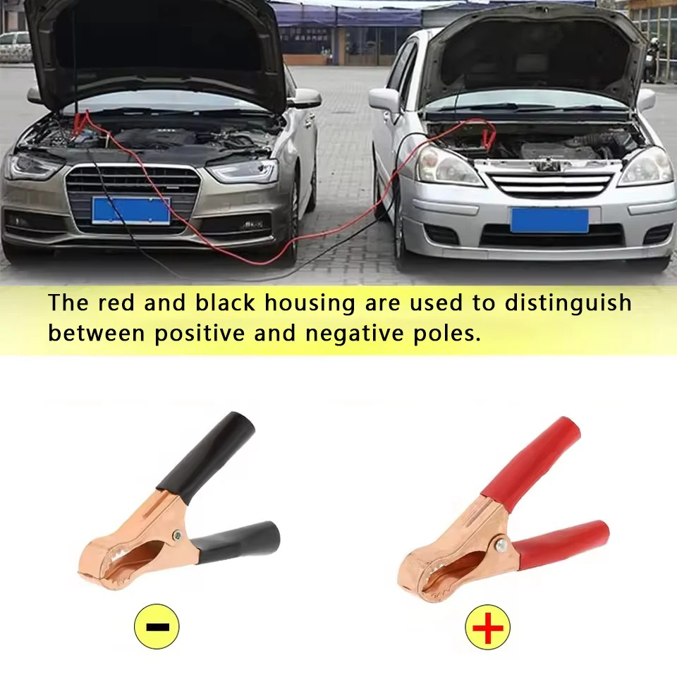 2pcs Copper Alligator Clips 100-800A Test Car Battery Insulated Crocodile Clamp Connector for Electrical Jumper Cables Boost