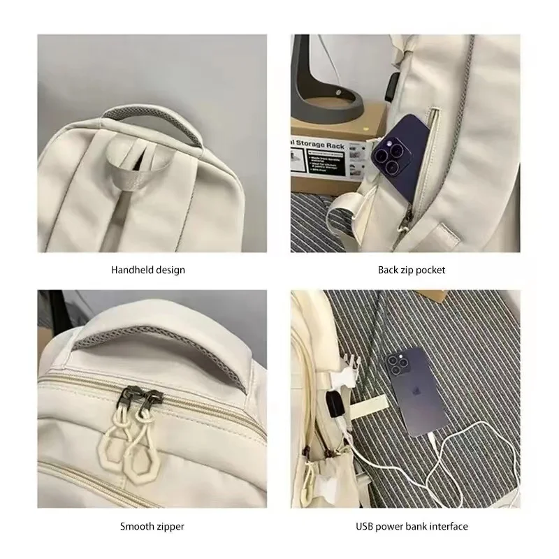College Style Canvas School Bags For Girls Solid Junior High School Student Schoolbag Korean Version Laptop Backpack Women Boys