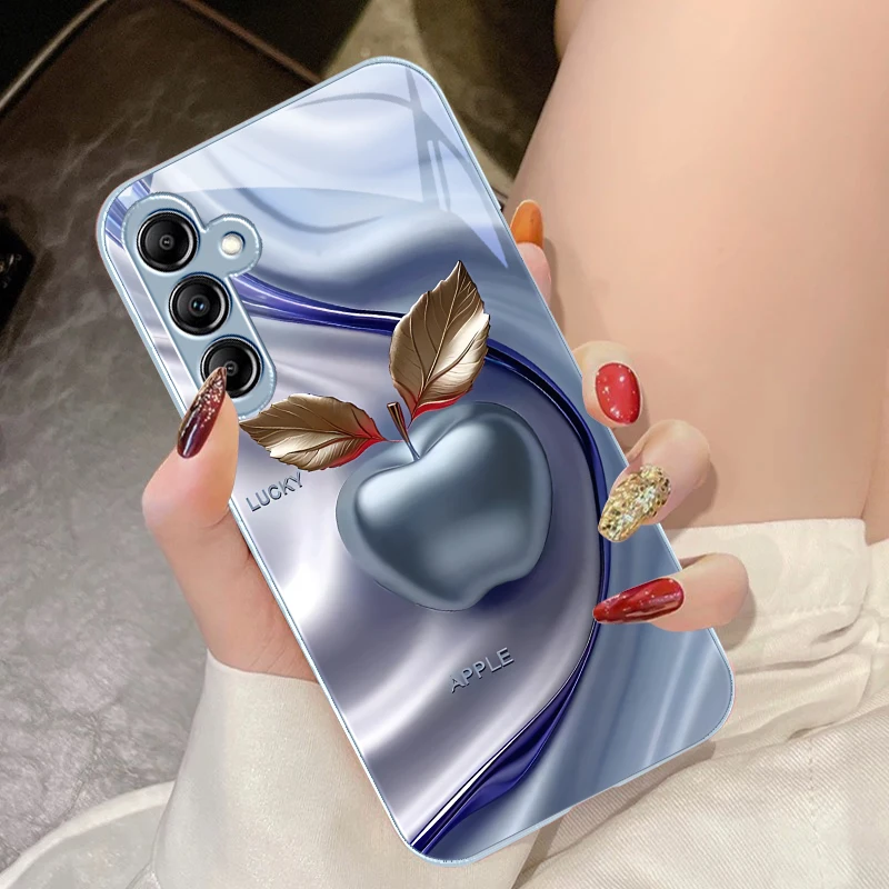 Sleek Black Apple Design Glass Phone Case