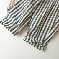 Vêtements pour enfants Vintage lin coton rayure pantalon bébé garçon fille Shorts décontracté printemps été filles pantalons et shorts amples 5
