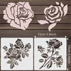 Rose Flower Stencil Set - PET Reusable Painting Templates for DIY Decor (4pcs) 2