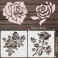 Rose Flower Stencil Set - PET Reusable Painting Templates for DIY Decor (4pcs) 2