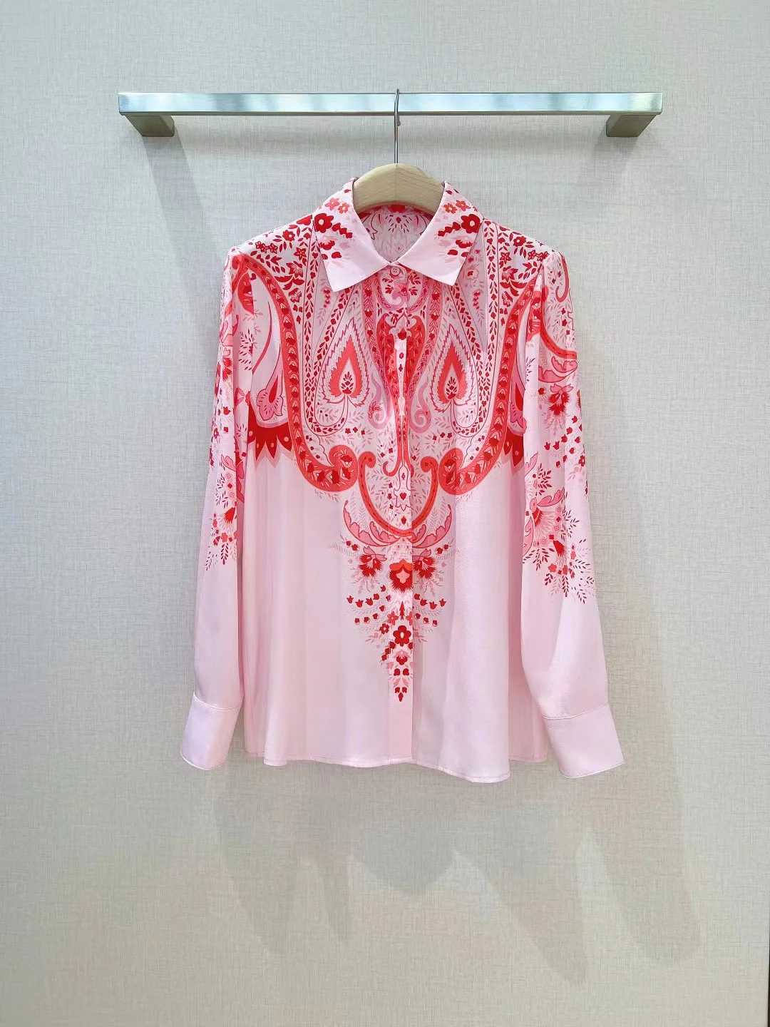 

Fyion Fashion Luxury Blouse 2023 Summer New Design Women Runway Print High Quality Long Sleeves Single Breasted Silk Blouse