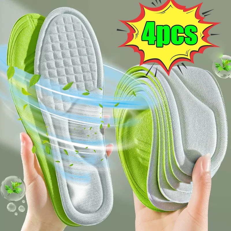 

4pcs Memory Foam Orthopedic Insoles Shoe Pads Men Women Nano Antibacterial Deodorization Insole Sweat Absorption Running Cushion