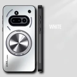 Magnetic Matte Shockproof Hard Bumper Case with Stand Holder for Nothing Phone 3A (White)
