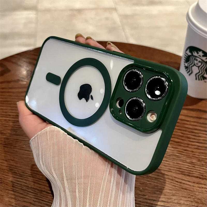 Premium Clear Magnetic Wireless Charging Case with Soft Bumper and Shockproof Hard Cover