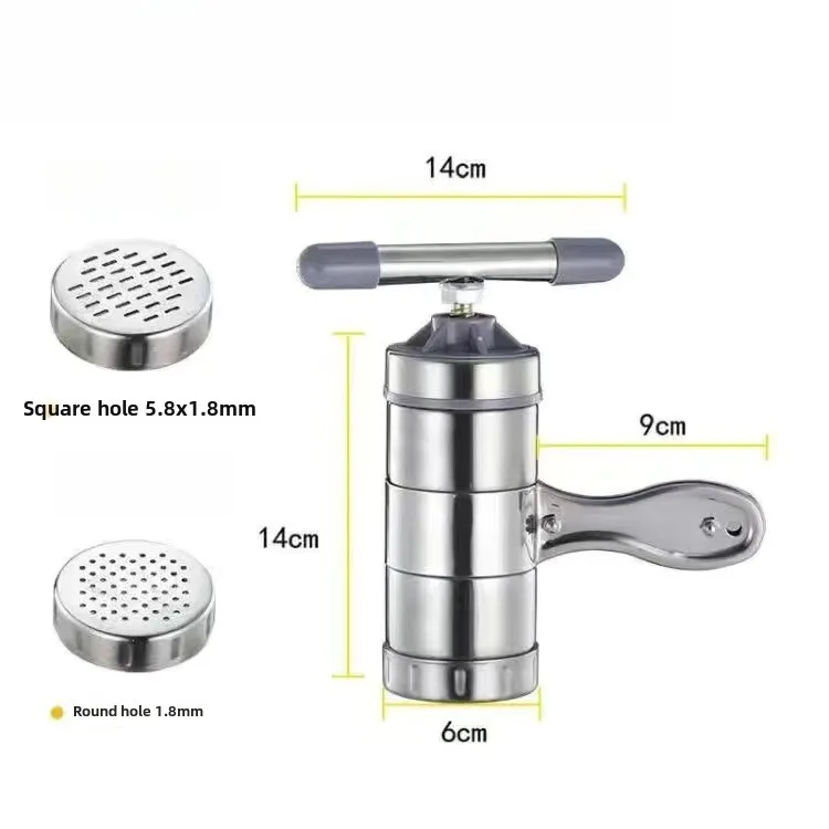 1pcs Stainless Steel Manual Noodle Maker Press Machine for Home Use Pasta Dough Roller with 2 Moulds Kitchen Tool