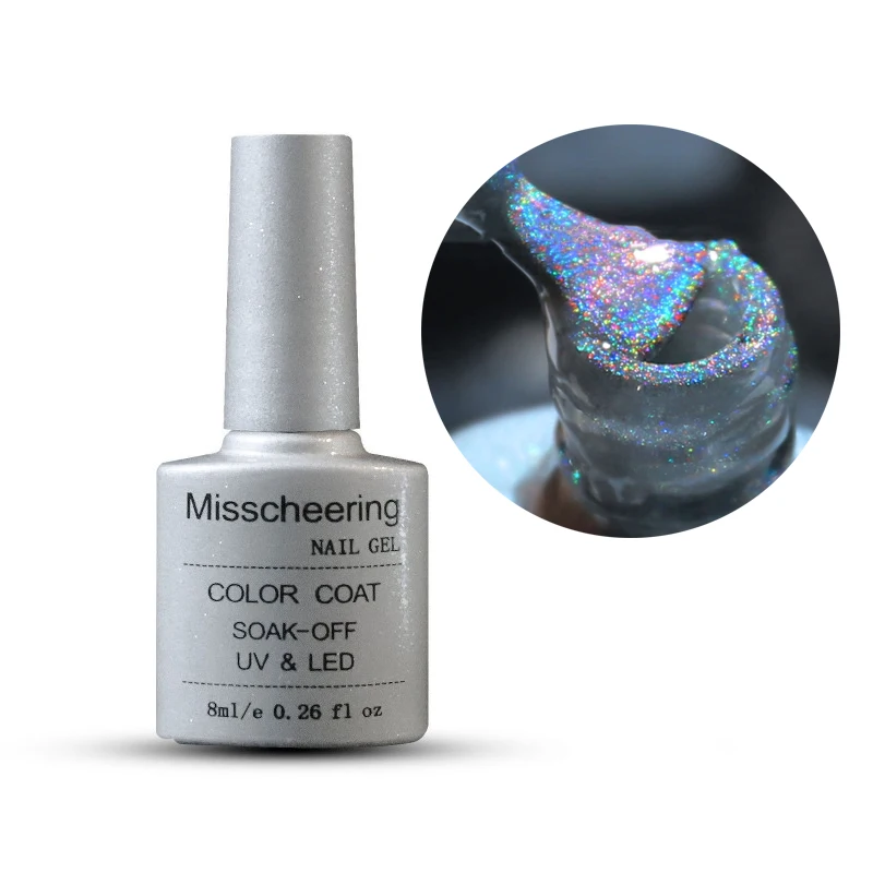 Laser Rainbow Cat Eye Gel Magnetic Nails Polish Reflective Sparkling Glitter Gel Can Be Use on Any Color Nail Accesorios