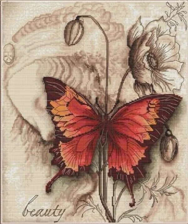 

Flowers and Butterflies 41-47 Embroidery DIY 14CT Unprinted Arts Cross stitch kits Set Cross-Stitching Home Decor