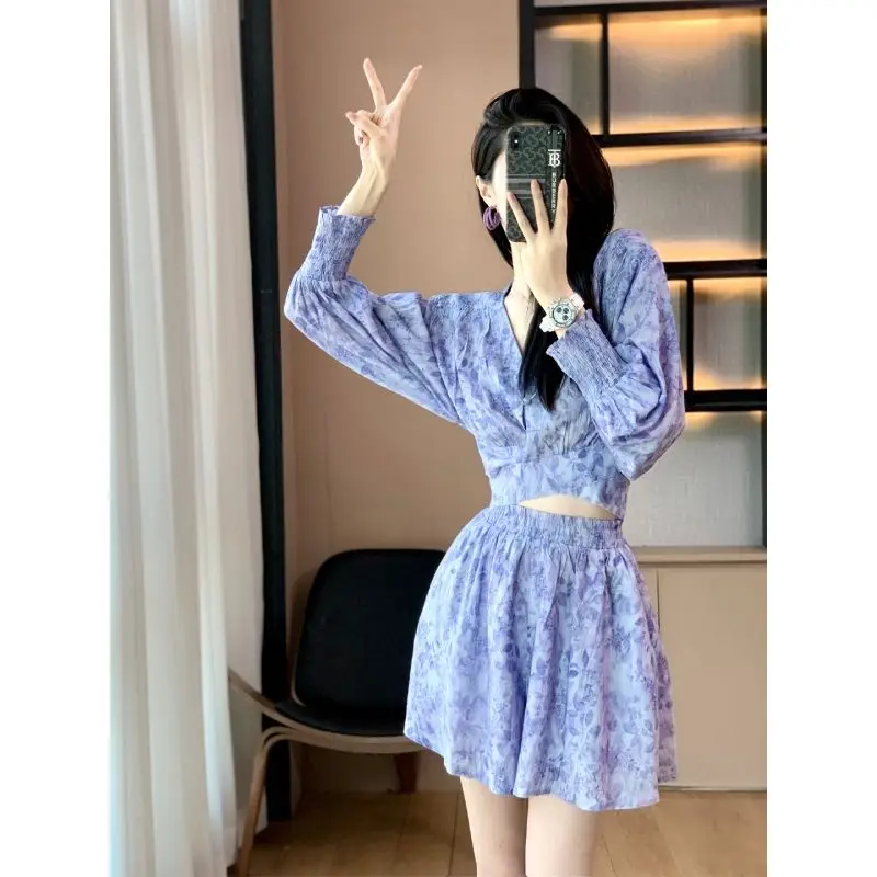 2024 Summer New Female Fragrant Flower Spicy Girl Celebrity Little Fragrant Wind Fried Street Sweet and Spicy Wind Two Piece Set