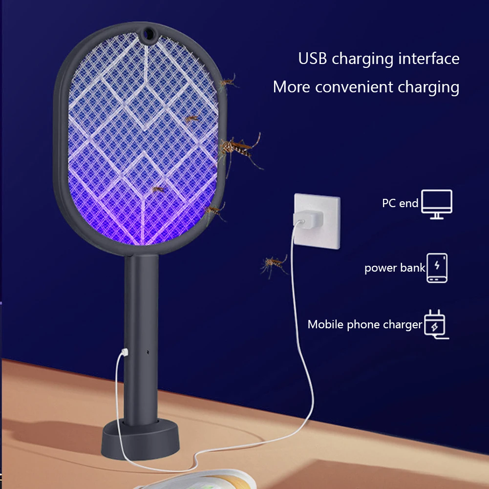 

Mosquito Racket 2-in-1 Mosquito Racket Insect Killer USB Charging Protective Net Household Supplies for Home Summer Sleep