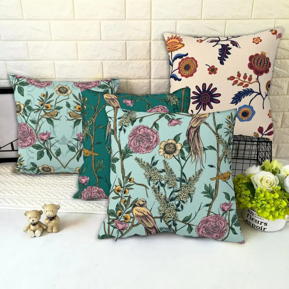 

45cm Pillowcase With Zipper Decorative Flower Print Pillowcase Square Cushion Cover Bedroom Supplies Soft Car Funda De Almohada