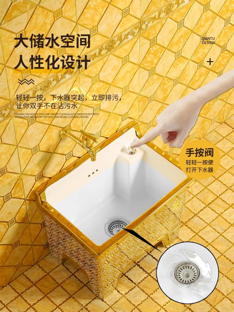 

The product can be customized.Customized European-style golden mop pool dehydration basket ceramic automatic launching