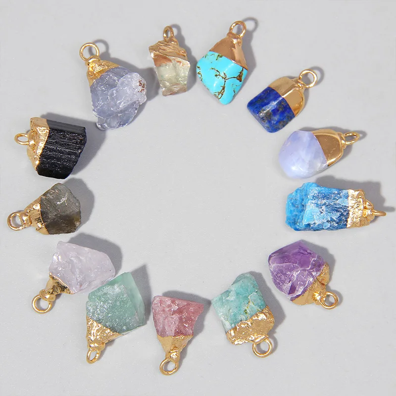 ●ACHA● Greslin Raw Stone Layered Necklace Pink AC23FW04 New Rectangle Faceted Rose Quartz Pendant Necklace // Pink