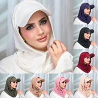 2025 New Fashion Women Hijab Baseball Cap with Instant Amira 2pcs Set Ready To Wear Hijabs Headwrap Islamic Clothing Accessories