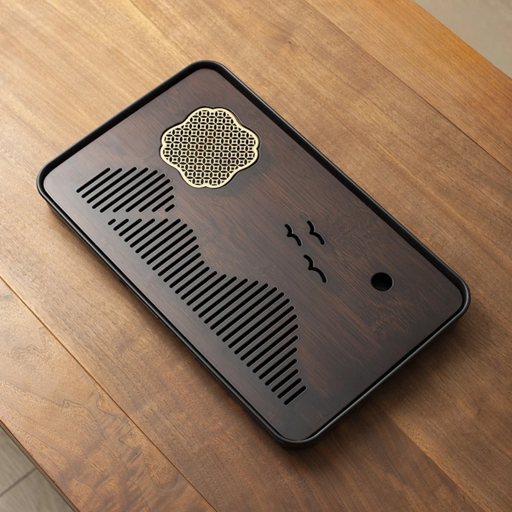 Drain Tea Tray Bamboo Chinese Gongfu Tea Tray with Drainage Water Storage Dry Household Small Tea Table Brewing Platform Tray