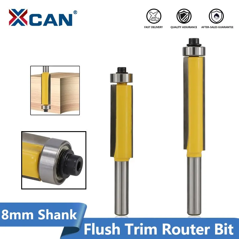XCAN 1pc 8mm 1/2 ''(12,7mm) schaft Lager Guide Vorlage Router Bit Hartmetall Muster Router Bit Holz Bündig Trimmen Fräser