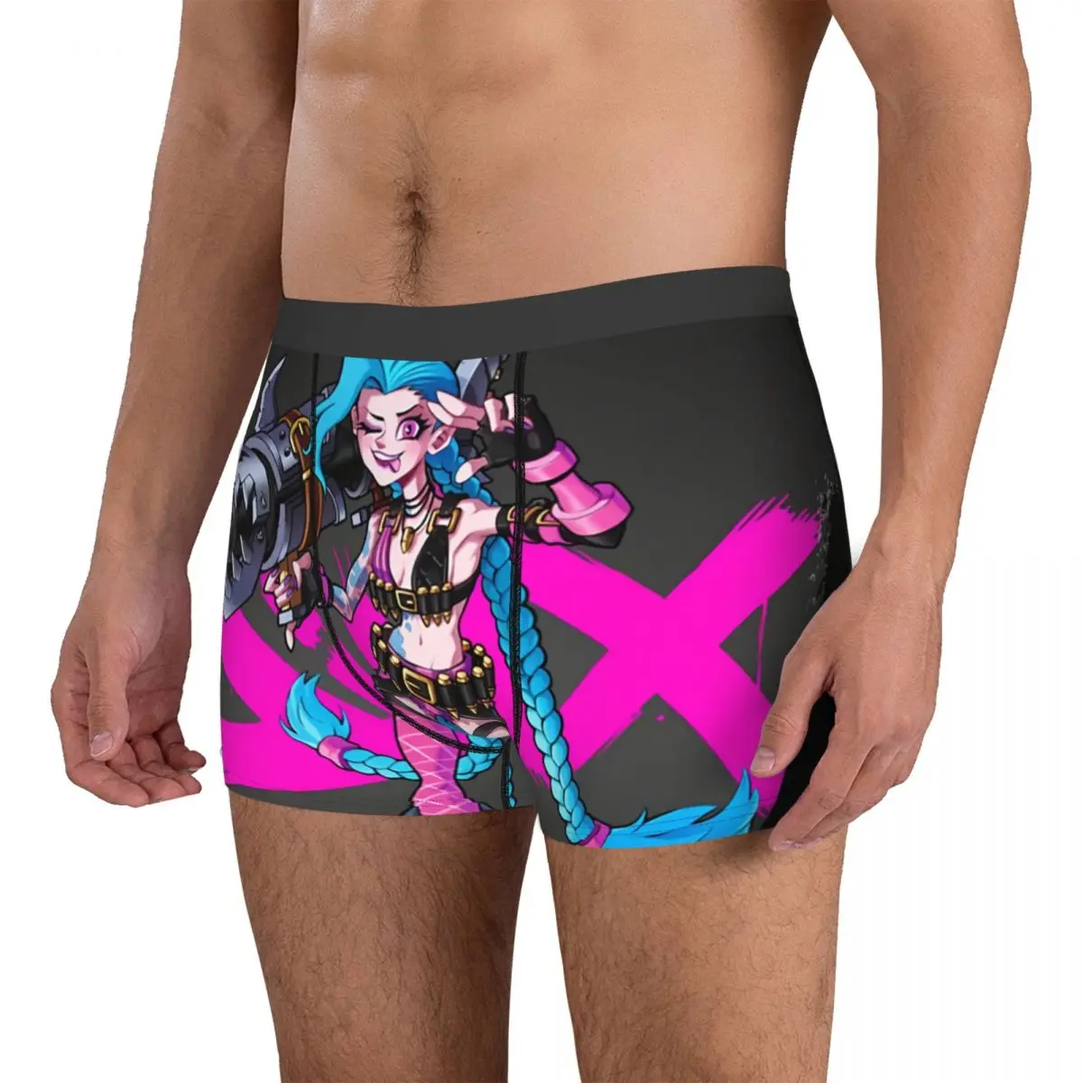 Jinx Pop Men Boxer Briefs Underwear Arcane League of Legends Animated Highly Breathable High Quality Gift Idea 3