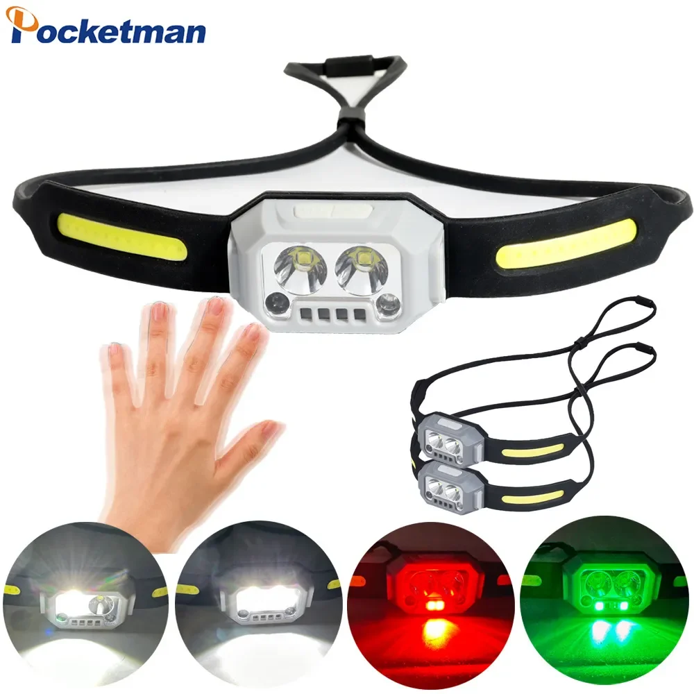 

IR Motion Sensor Headlight Type-C USB Rechargeable Headlamp Waterproof Head Lamp Multi-functional Silicone Head Light