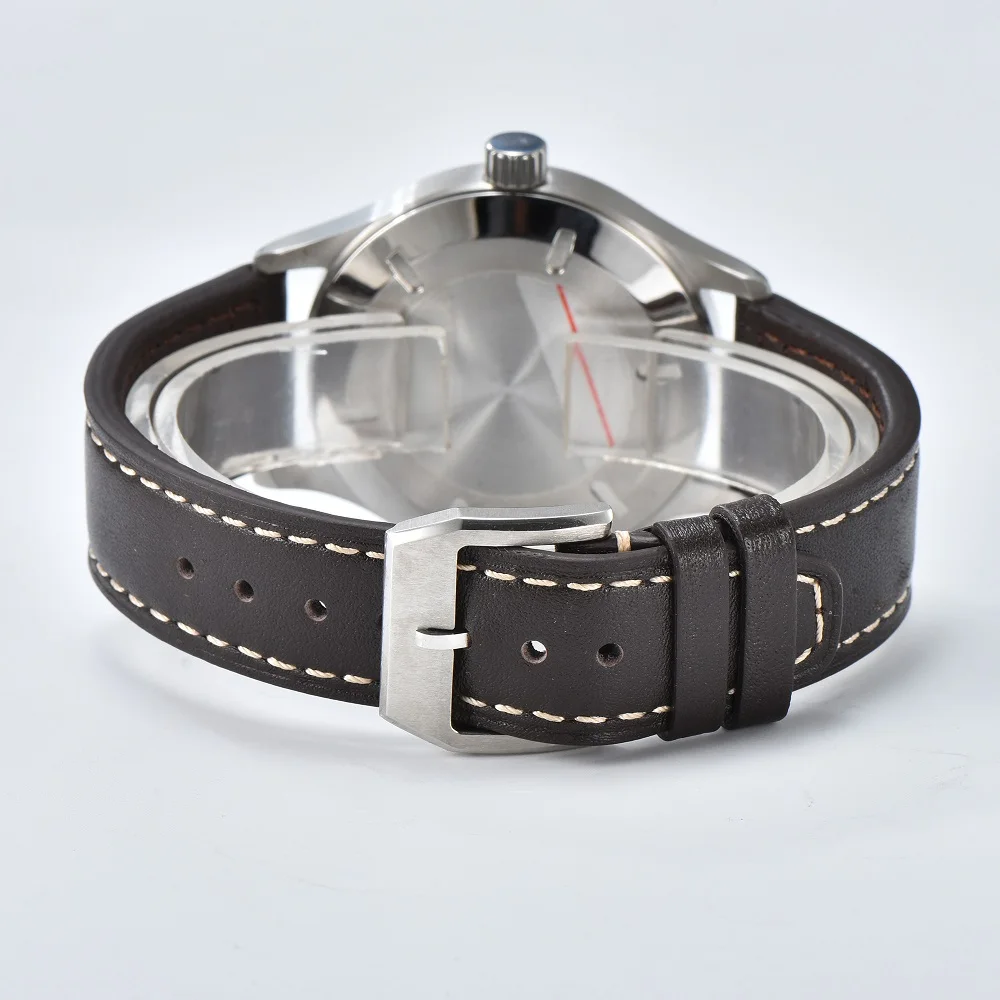 HUAYRA New Blue Dial Men's ST16 Mechanical Automatic Flight Watch Leather Brown Black 40MM Stainless Steel Watch Date