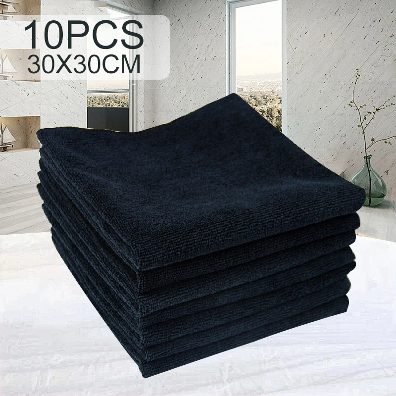 

10pcs New Black Car Cleaning Detailing Microfiber Soft Polish Cloths Towel Lint