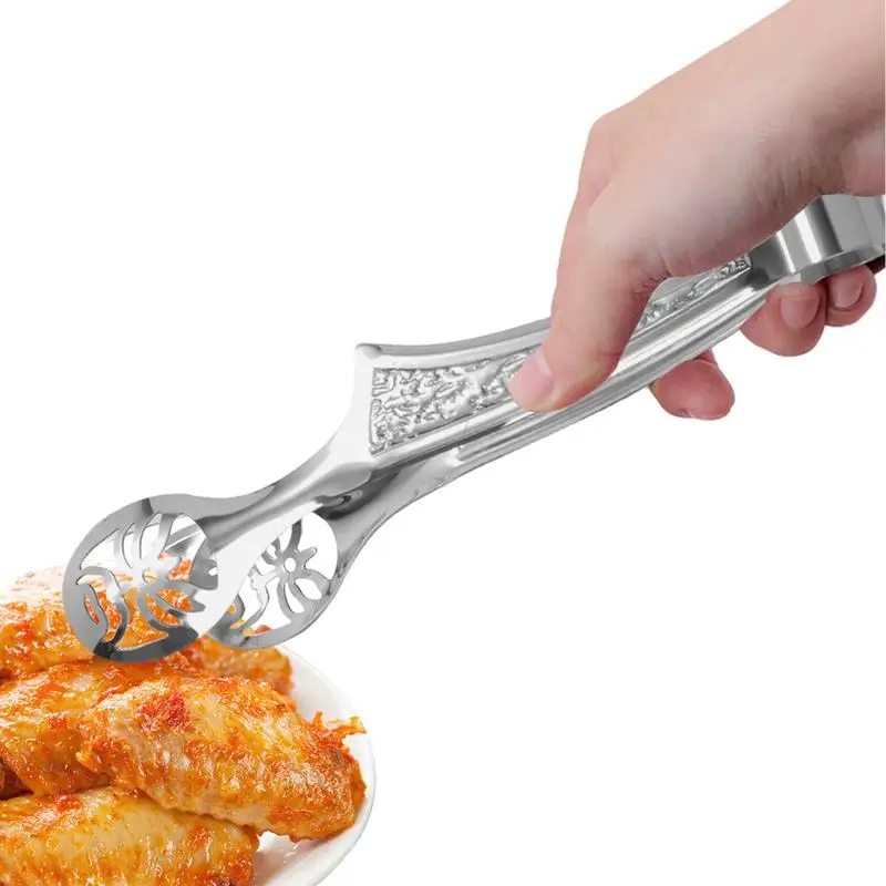 Stainless Steel Tongs Non-Slip Serving Tongs Food Clip Sturdy Stainless Steel Heat Resistant Food Non-Slip Grip Cooking