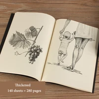 B5 Notebook,Sketchbook 140 Thickened Pages Black Cardboard Cover Blank Inner Pages For Quality Fine Art Painting And Doodle 2