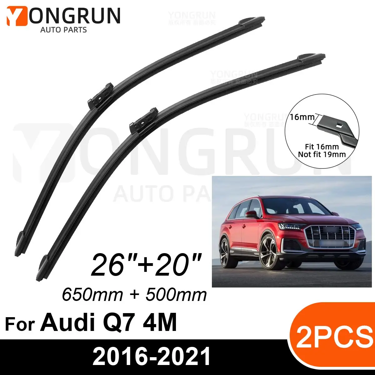 

Стеклоочистители для Audi Q7 4M 2016-2021, 26 + 20 дюймов