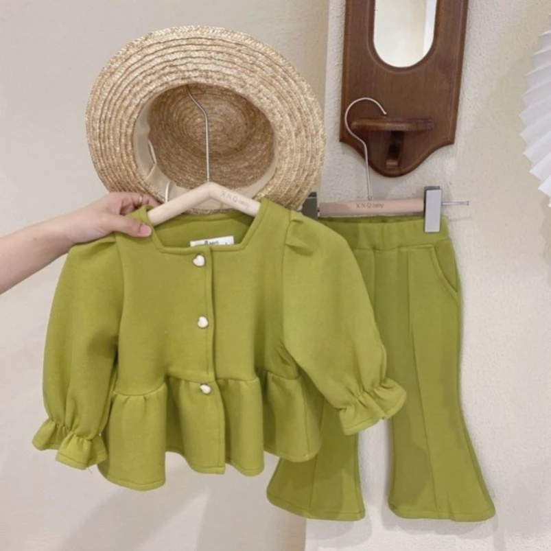 

Комплект одежды для маленьких девочек, куртка принцессы + штаны, элегантная одежда на день рождения для девочек, 2024, детская одежда, Модный комплект одежды