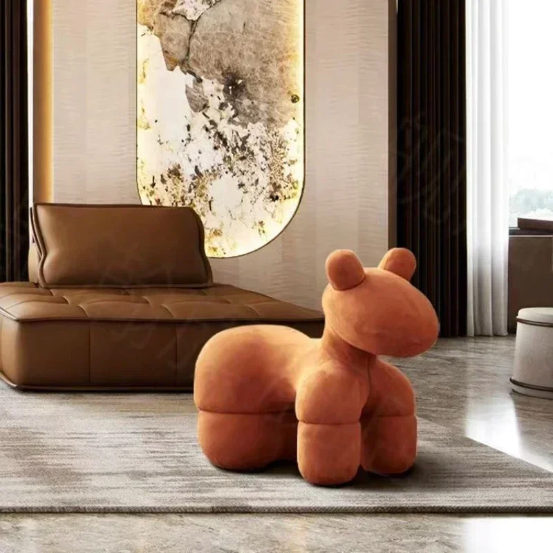 Cute Animal Shaped Foot Stool Internet Celebrity Pony Chair Cartoon Puppy Seat Childrens Furniture Adult Shoe Changing Bench