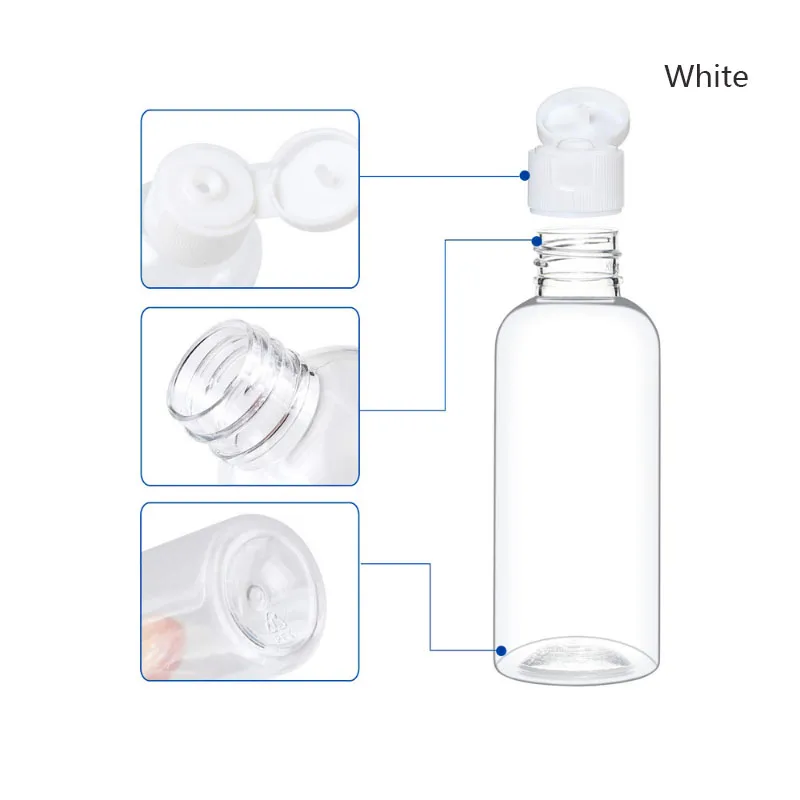 Clear Plastic Travel Bottles with Flip Cap – Portable Containers with Funnel and Labels