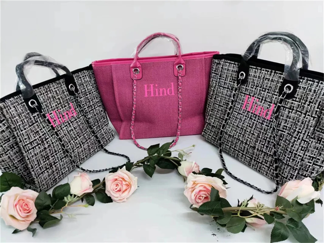 

Personalised Shoulder Tote Bag Women's Handbag Beach Bag custom Hand Bag Canvas Bag-handbag Gifts For her Chain tote bag