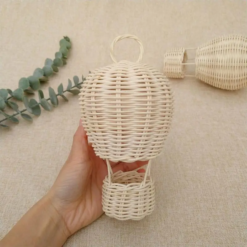 55KF Rattan Hot Air Balloon Hand Woven Charm for Creative Pendant Ornament for Indoor Outdoor Garden Yard Decor 4