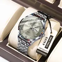 POEDAGAR Luxury Fashion Men Clock Waterproof Luminous Week Date Sports Man Wristwatch Stainless Steel Men's Quartz Watches Reloj 1