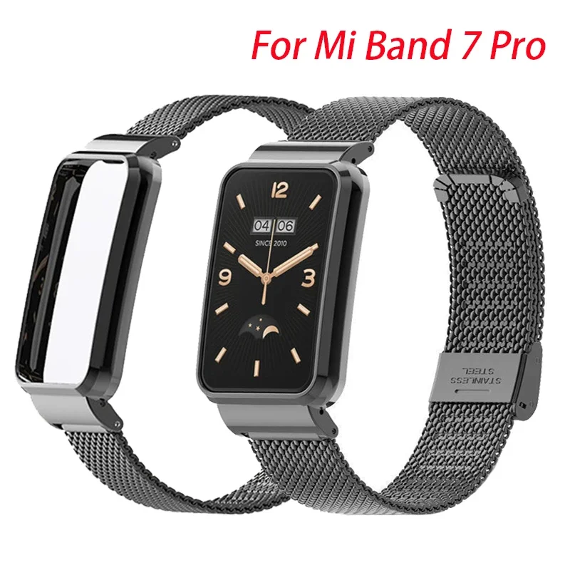 Smart Watch Strap Case Protector For Xiaomi Mi Band 7 Pro Stainless Steel Metal Wrist Cover Bumper