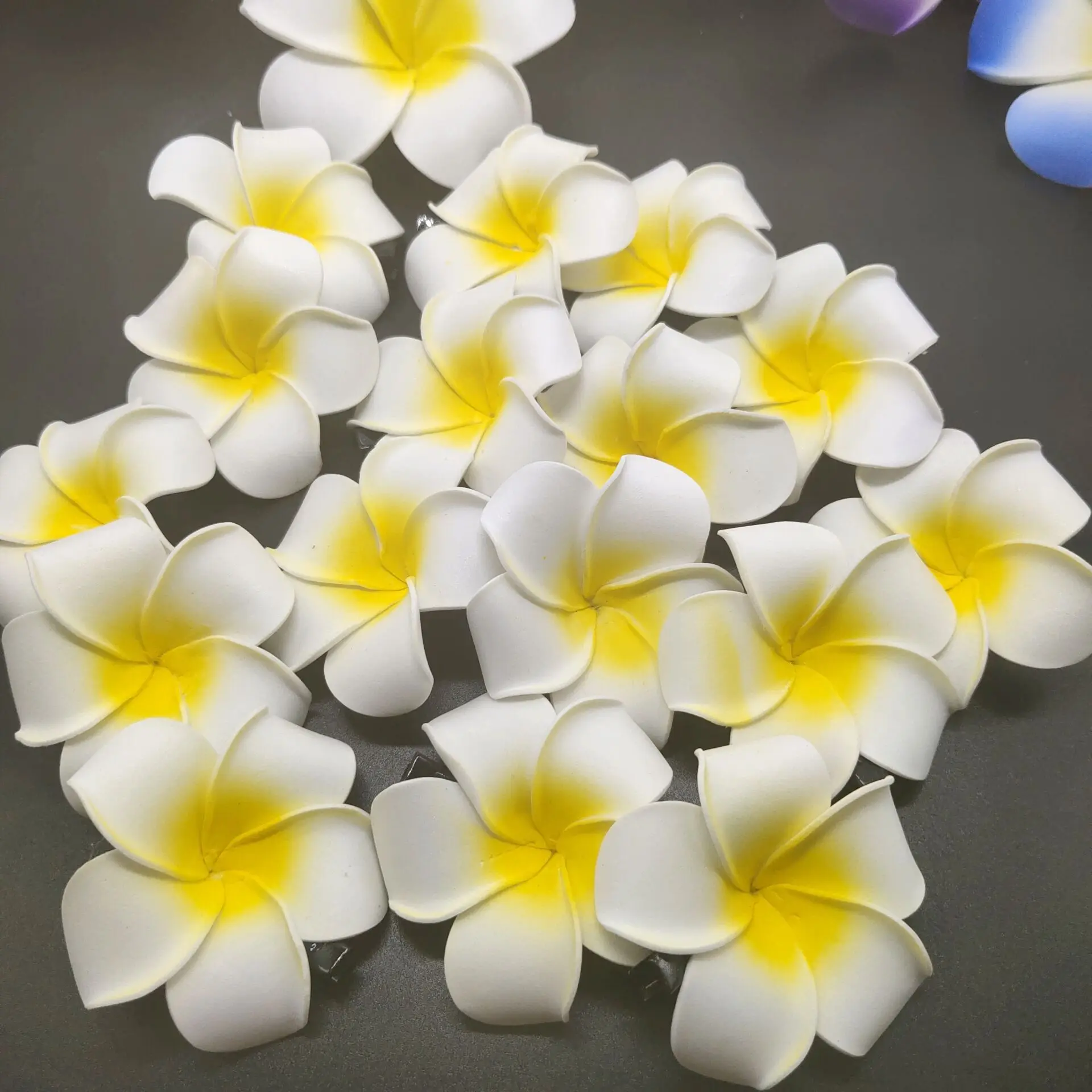 Artificial Plumeria Frangipani Flower with Clip for Seaside Beach Vacation Hairpin, Headdress, Hair Flower