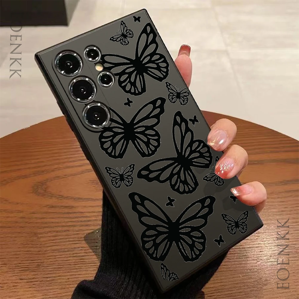 Elegant Black Butterfly Shock-Resistant Phone Case