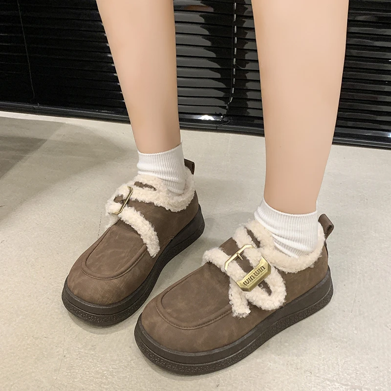 Winter New Round Toe Thick Sole Comfortable Casual Snow Boots Fashionable and Sexy Buckle Hot Selling Short Boots for Women