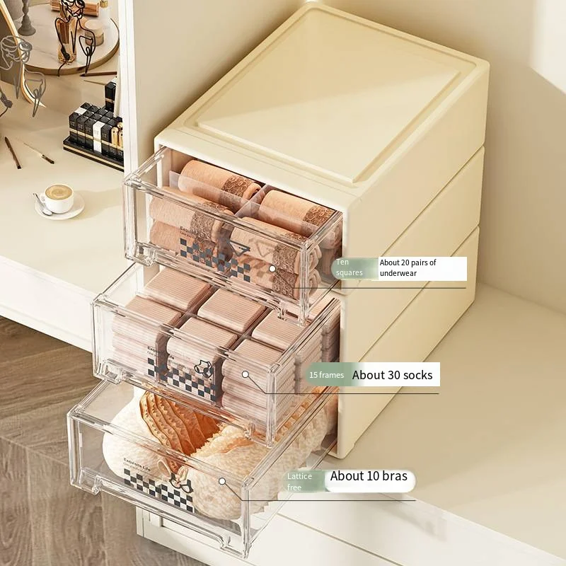 New Household Underwear Storage Box Home Drawer Style Underwear Bra Socks 3 In 1 Storage Tool Thickened Large Capacity