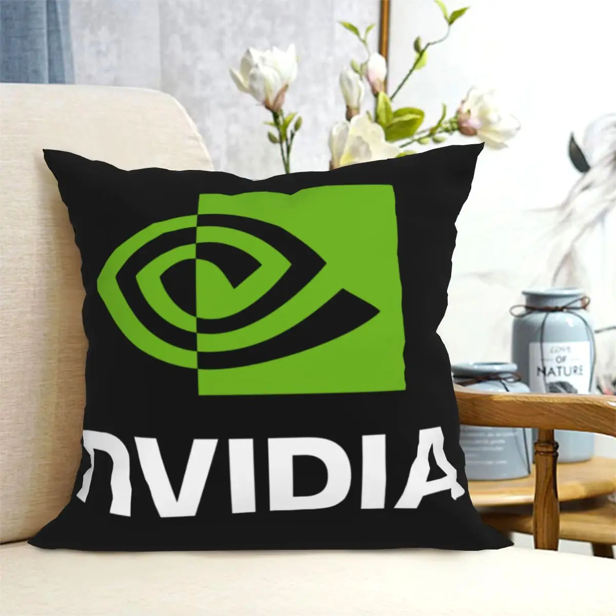 Фото Чехол для подушки с принтом Intel Nvidia Geforce Gtx, антибактериальный №5