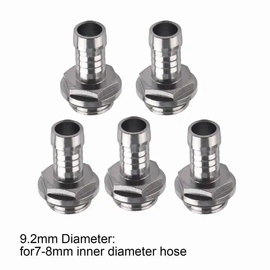 Copper Barb-Fitting PC Water Cooling Two-Touch Fitting G1/4 Thread Barb Connector 6pcs For Tube 5.5mm/7.5mm/9.2mm/11mm Diameter extender fitting,angled adapter fitting,water cooling fitting