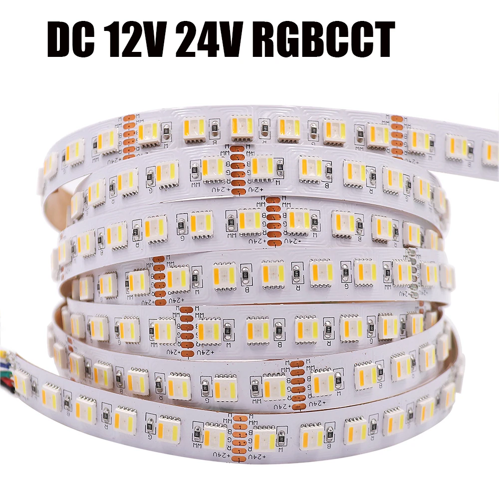 

5 Colors In 1 Chip RGB CCT LED Strip DC 12V 24V SMD 5050 30 60 96 Leds/M Flexible Ribbon Tape Rope Light
