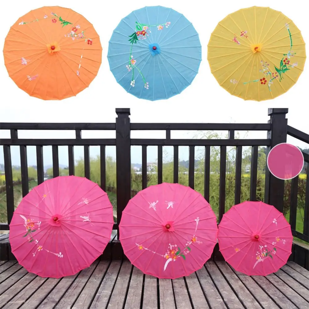 Folding Umbrellas 1pcs Chinese Art Umbrella Frame Silk Parasol For Wedding Birthday Party Bride Bridemaid Hand-painted Flower folding umbrella