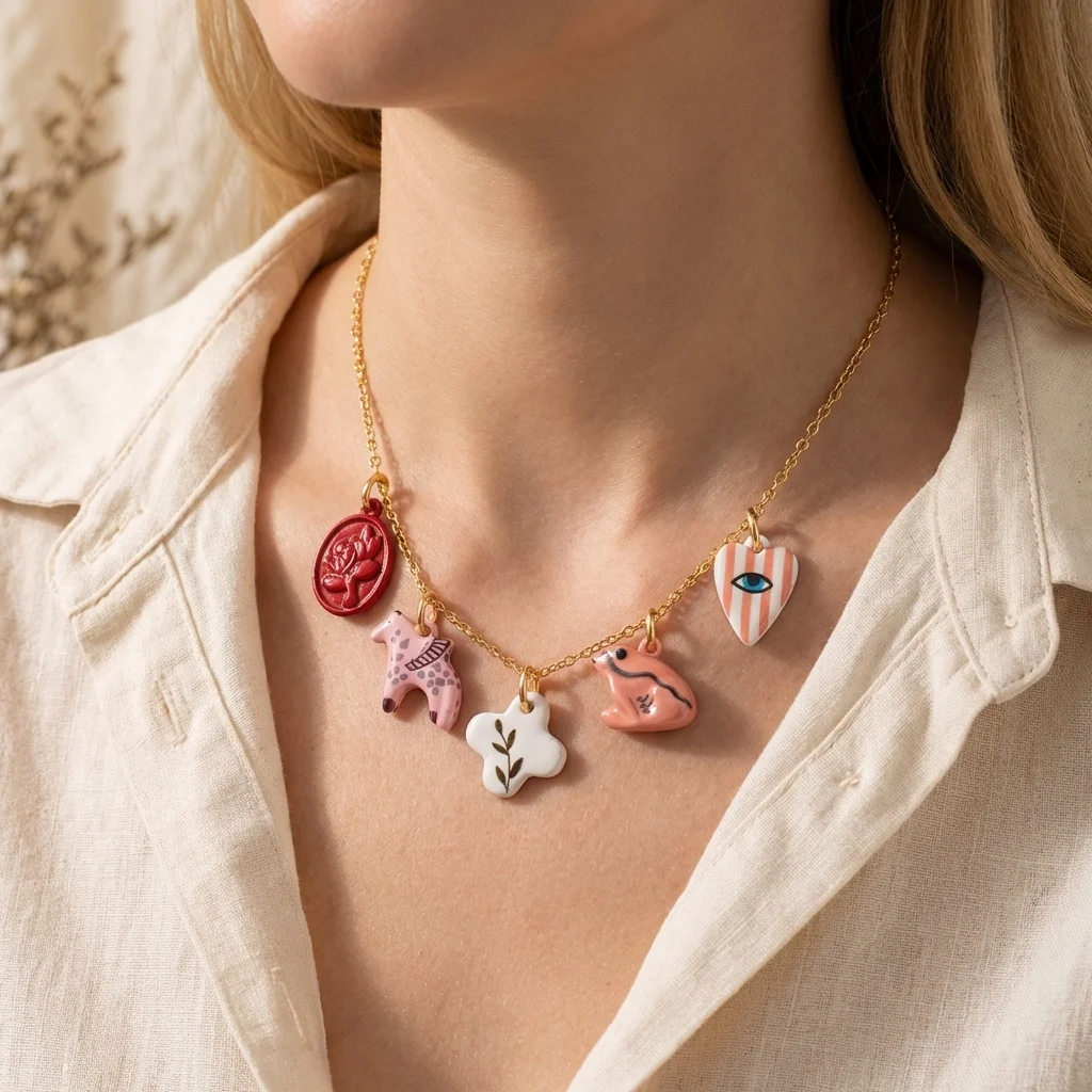 3 Stück einfache und frische Dopamin-Blatt-, Blumen-, Liebes-, Augen- und Palmen-Anhänger zum Selbermachen für Schmuck.