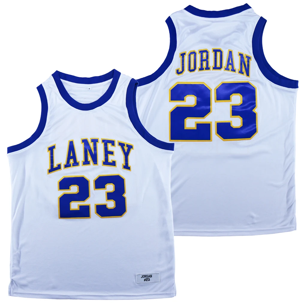 thumbnail image 1 of Camisetas de baloncesto de la escuela secundaria LANEY 23 SPACE JAM Jersey Costura bordado Ropa deportiva al aire libre de alta calidad Azul Blanco amarillo, 1 of 5