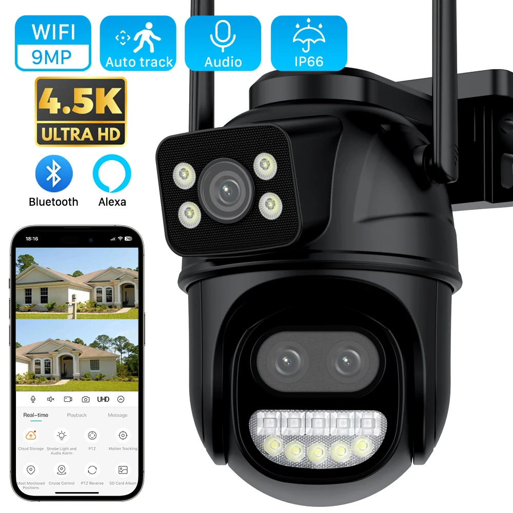 8MP kamera WiFi trzy soczewki zewnętrzne podwójne ekrany 8-krotny Zoom wideo CCTV kamery automatyczne śledzenie ochronny zabezpieczający monitoringu Icsee - AliExpress 30