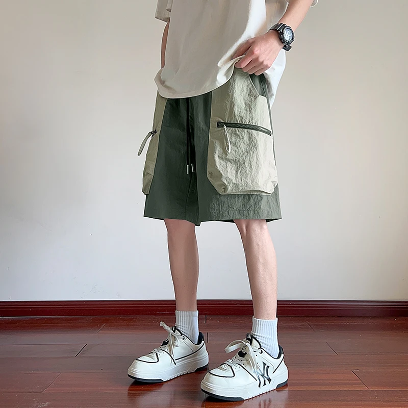 Fashionable Casual Shorts with Cool Ice Feeling and Wrinkle Resistance for Men's Summer 2024