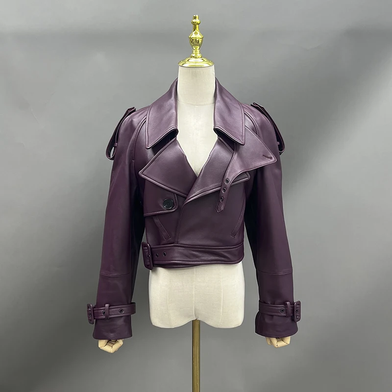 2024 Leather Jackets Women's Genuine Leather Jacket Cropped
