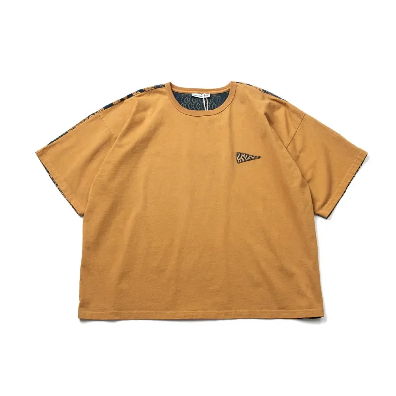 

Luckysarterius Japanese Men's Retro Ethnic Style Tees Front and Back Patchwork Loose Short Sleeved T-shirt for Men Women