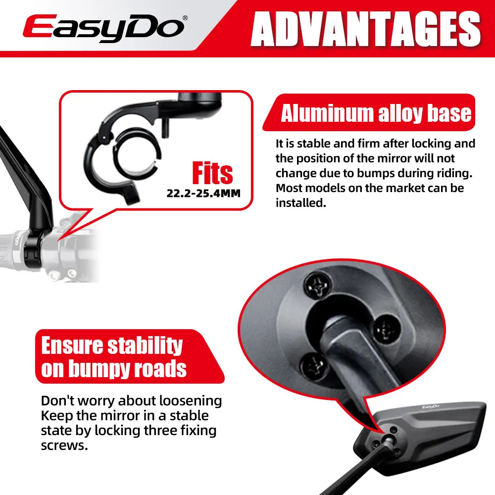 Bike Rearview Mirror, Adjustable Bicycle Rear View Mirror With Wide Angle Lens, Suitable For Mountain Road Bike, Electric Bike And Motorcycle Left (Left
